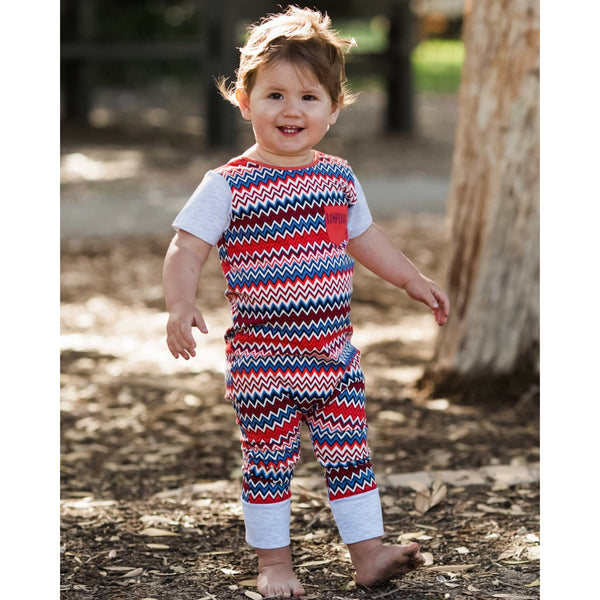 Red Chevron cotton romper - romperoo | Red Chevron Unisex Toddler Baby Romper -6 months to 3 years | Romperoo