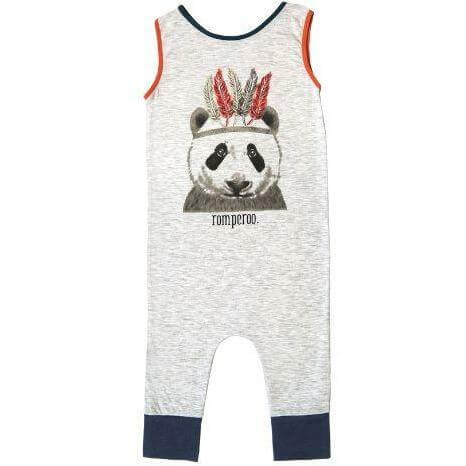 Feathered Panda cotton romper - romperoo | Panda Unisex Kids and Baby Cotton Romper - 6 mnths-3 years | Romperoo