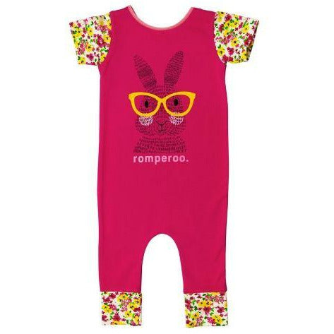 Peekaboo Bunny cotton romper - romperoo | Pink Bunny Girls Toddler Baby Romper - 6 months to 3 years | Romperoo